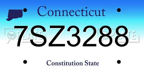 7SZ3288 Connecticut License Plate