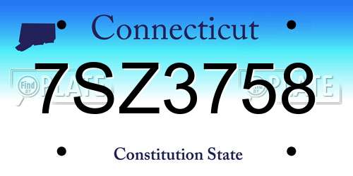7SZ3758 Connecticut License Plate