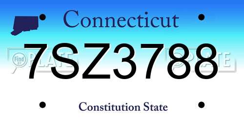 7SZ3788 Connecticut License Plate