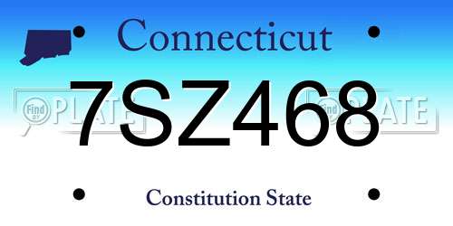 7SZ468 Connecticut License Plate