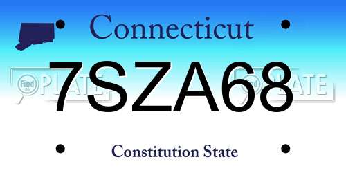 7SZA68 Connecticut License Plate