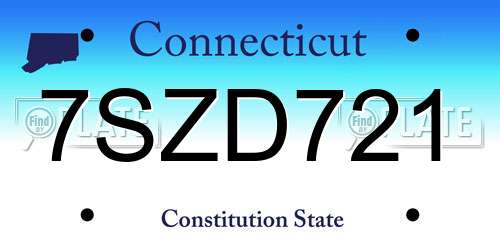7SZD721 Connecticut License Plate