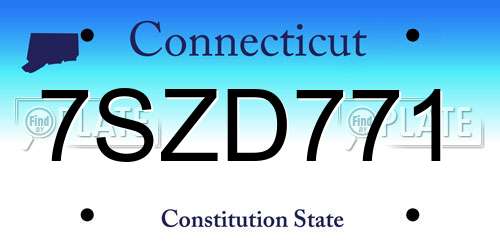 7SZD771 Connecticut License Plate