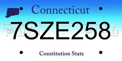 7SZE258 Connecticut License Plate