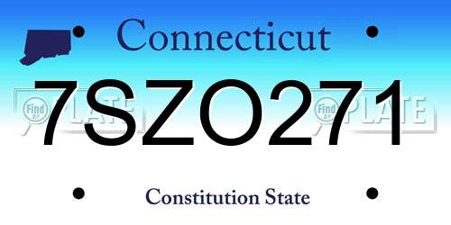7SZO271 Connecticut License Plate