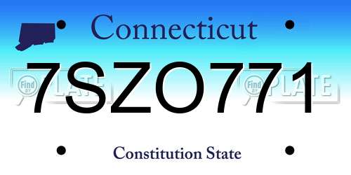 7SZO771 Connecticut License Plate