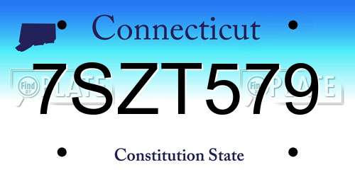 7SZT579 Connecticut License Plate