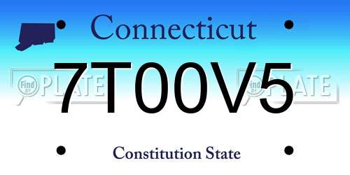 7T00V5 Connecticut License Plate