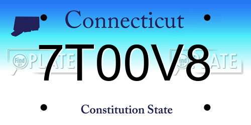 7T00V8 Connecticut License Plate