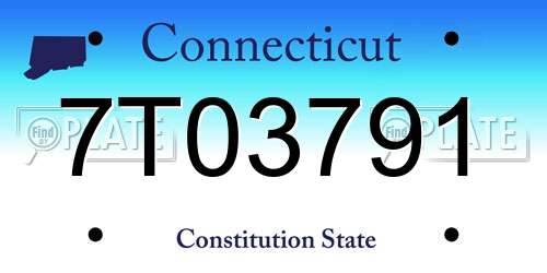7T03791 Connecticut License Plate