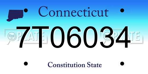 7T06034 Connecticut License Plate