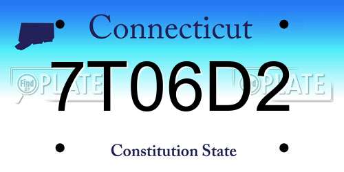 7T06D2 Connecticut License Plate