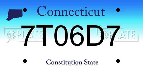 7T06D7 Connecticut License Plate