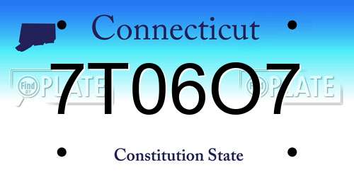 7T06O7 Connecticut License Plate