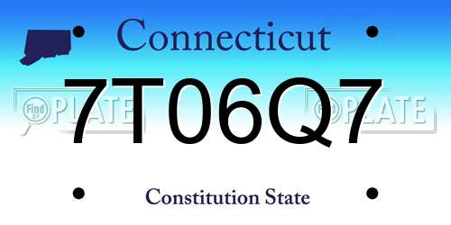 7T06Q7 Connecticut License Plate