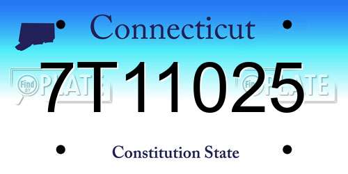 7T11025 Connecticut License Plate