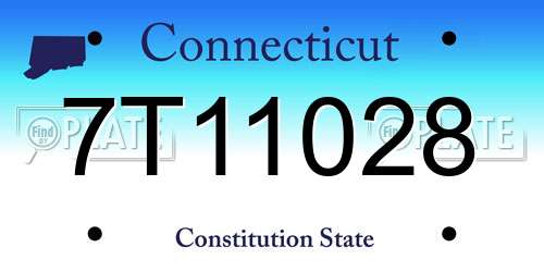 7T11028 Connecticut License Plate
