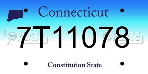 7T11078 Connecticut License Plate