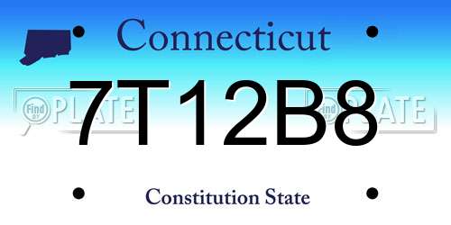 7T12B8 Connecticut License Plate