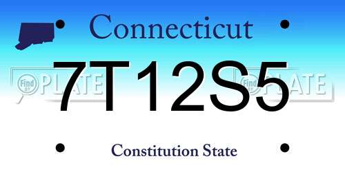 7T12S5 Connecticut License Plate