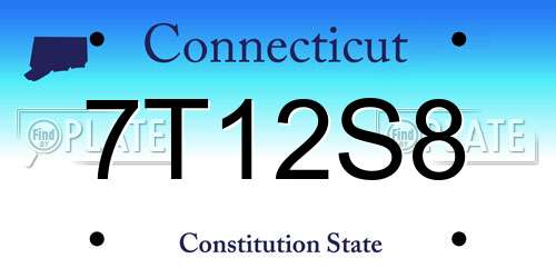 7T12S8 Connecticut License Plate