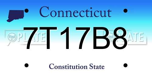 7T17B8 Connecticut License Plate