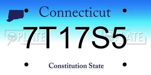 7T17S5 Connecticut License Plate