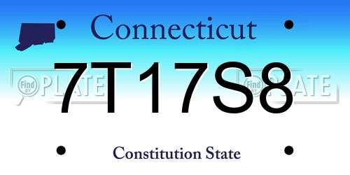 7T17S8 Connecticut License Plate