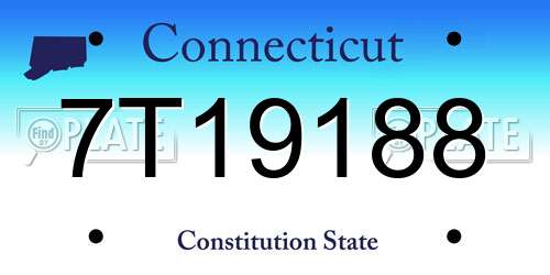 7T19188 Connecticut License Plate