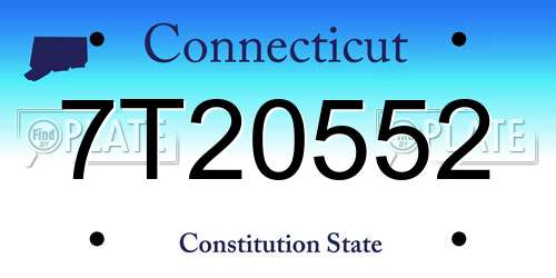 7T20552 Connecticut License Plate
