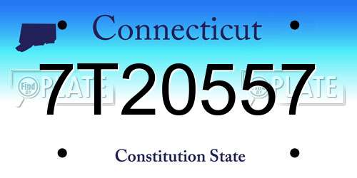 7T20557 Connecticut License Plate