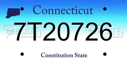 7T20726 Connecticut License Plate
