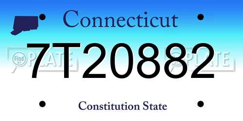 7T20882 Connecticut License Plate