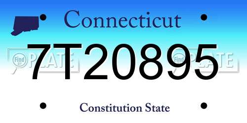 7T20895 Connecticut License Plate