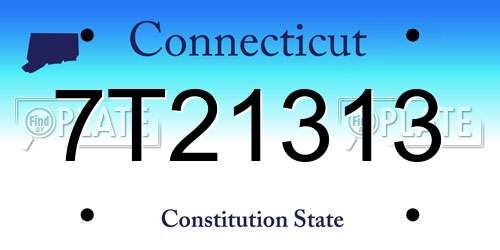 7T21313 Connecticut License Plate