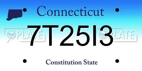 7T25I3 Connecticut License Plate