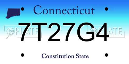 7T27G4 Connecticut License Plate