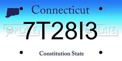7T28I3 Connecticut License Plate