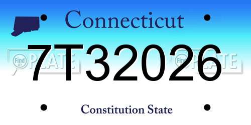 7T32026 Connecticut License Plate