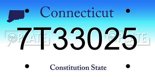 7T33025 Connecticut License Plate
