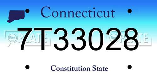 7T33028 Connecticut License Plate