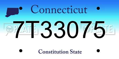 7T33075 Connecticut License Plate