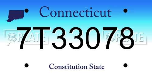 7T33078 Connecticut License Plate