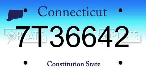 7T36642 Connecticut License Plate