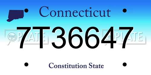7T36647 Connecticut License Plate
