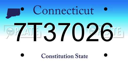 7T37026 Connecticut License Plate
