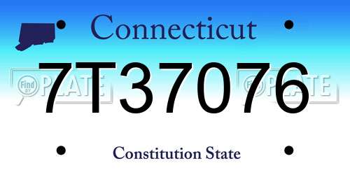 7T37076 Connecticut License Plate