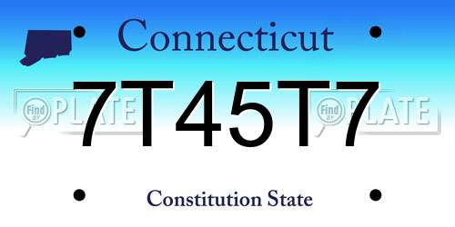 7T45T7 Connecticut License Plate