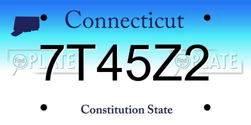 7T45Z2 Connecticut License Plate