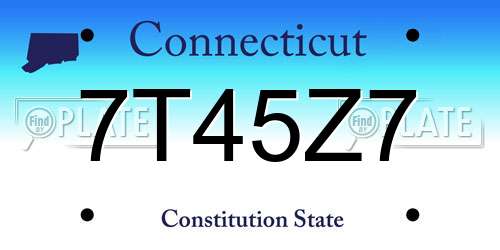 7T45Z7 Connecticut License Plate